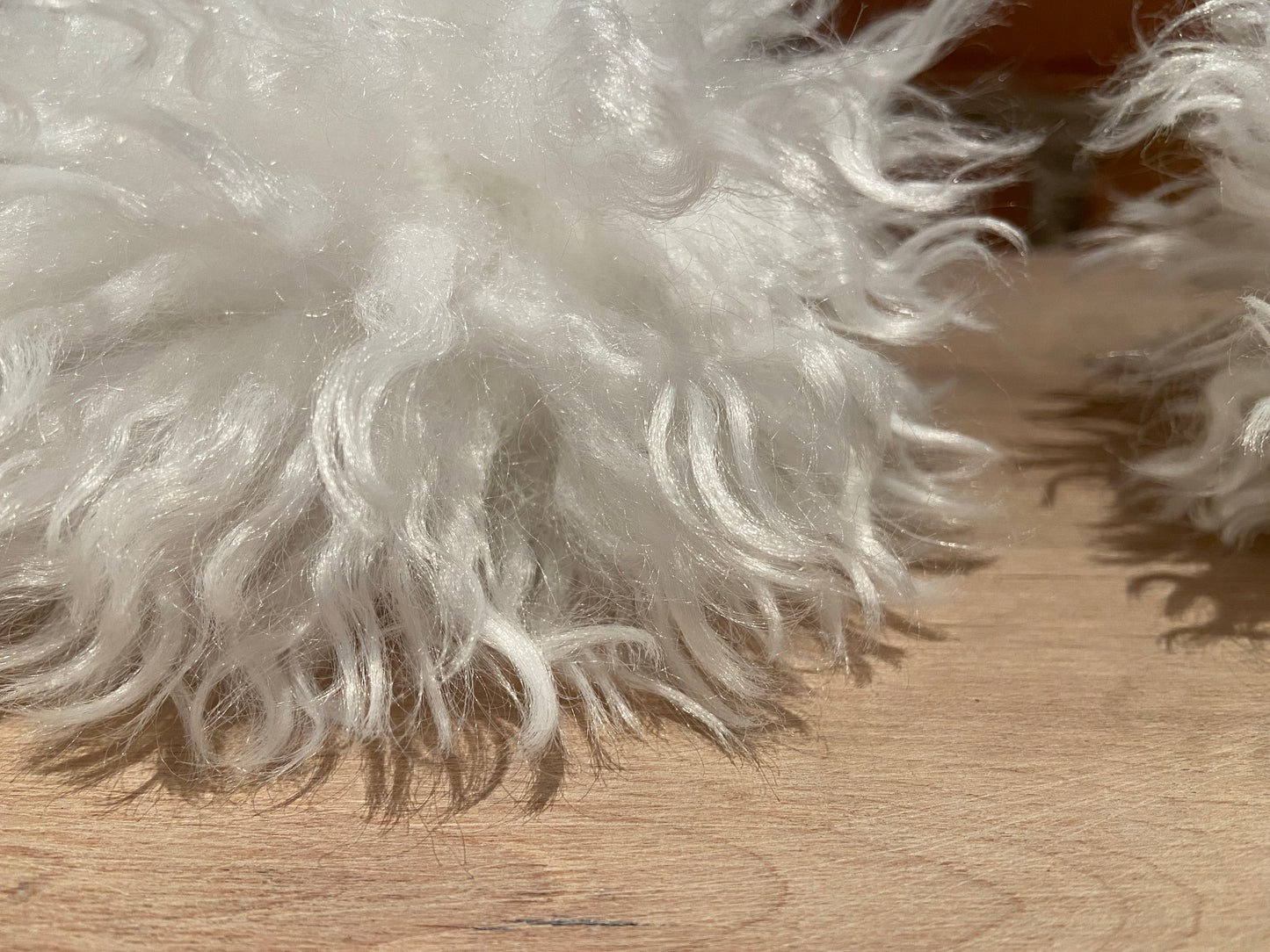 Wavy White Lamb Faux Fur Pom, 5 Inch