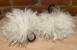 Wavy Winter White Lamb Hat Pom, 5-inch