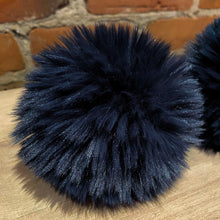 Load image into Gallery viewer, Navy Blue Faux Fur Pom Pom
