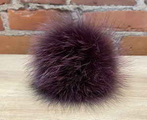 Purple Fox Fur Pom Pom, 4-Inch