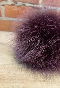 Purple Fox Fur Pom Pom, 4-Inch