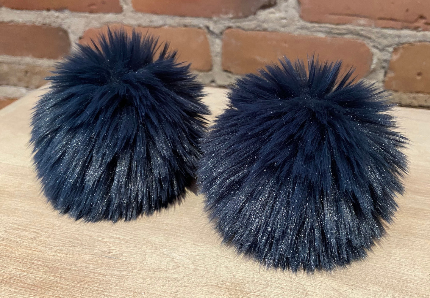 Navy Blue Faux Fur Pom, 4 Inch