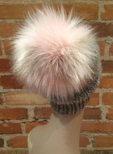Load image into Gallery viewer, Pink Beige Pom Pom, Jumbo 6-Inch Faux Fox Fur Ball, Handmade Multi-Color Pearl Taupe and Lavender Pink Hat Pom, Detachable Hat Accessory, elle Vintage
