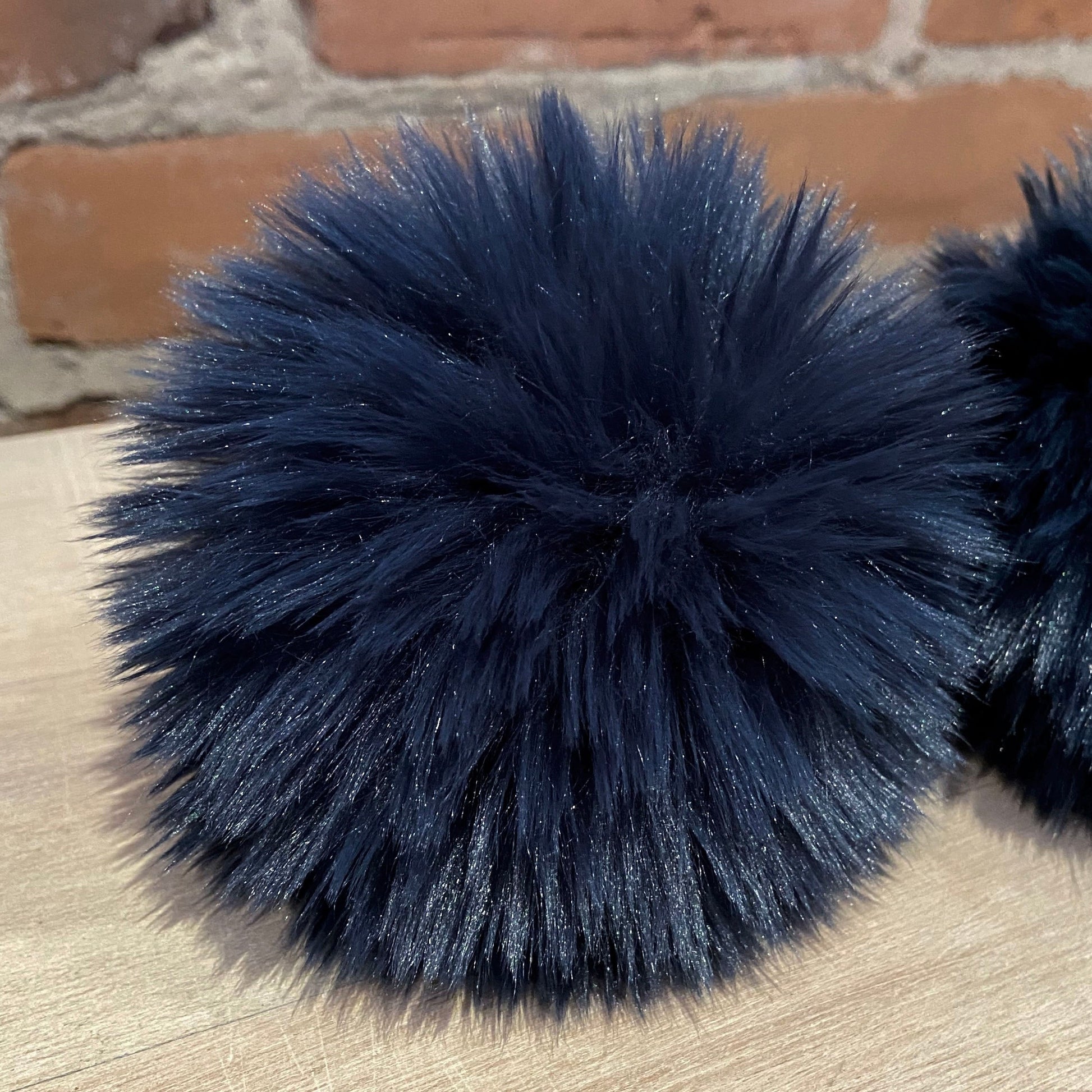 4-Inch Navy Blue Faux Fur Pom Pom