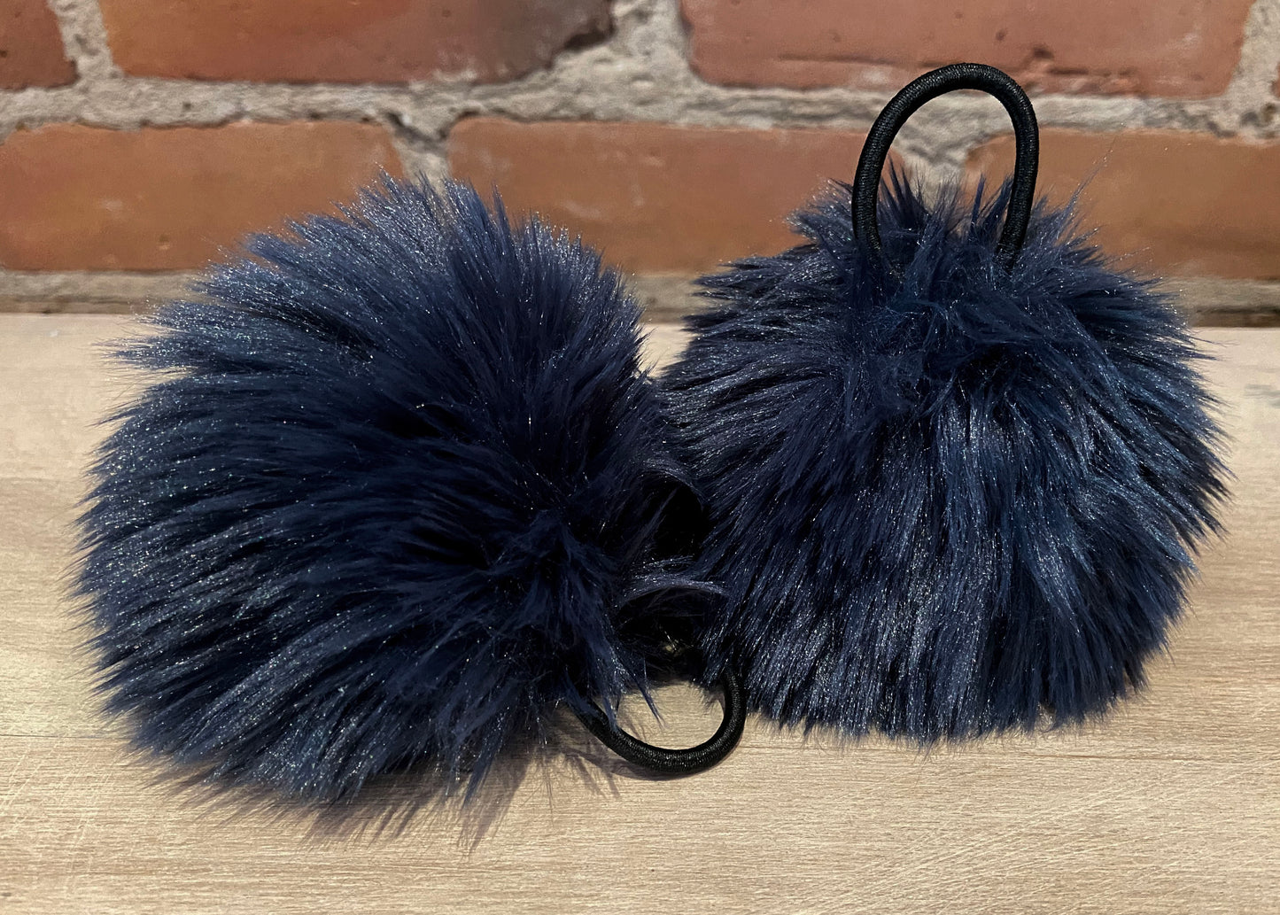 Navy Blue Faux Fur Pom, 4 Inch