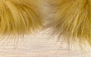 Small Gold Faux Lamb Fur Pom Pom, 3.5-Inch