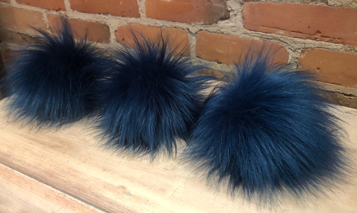 Teal Blue Faux Fur Pom, 5 Inch