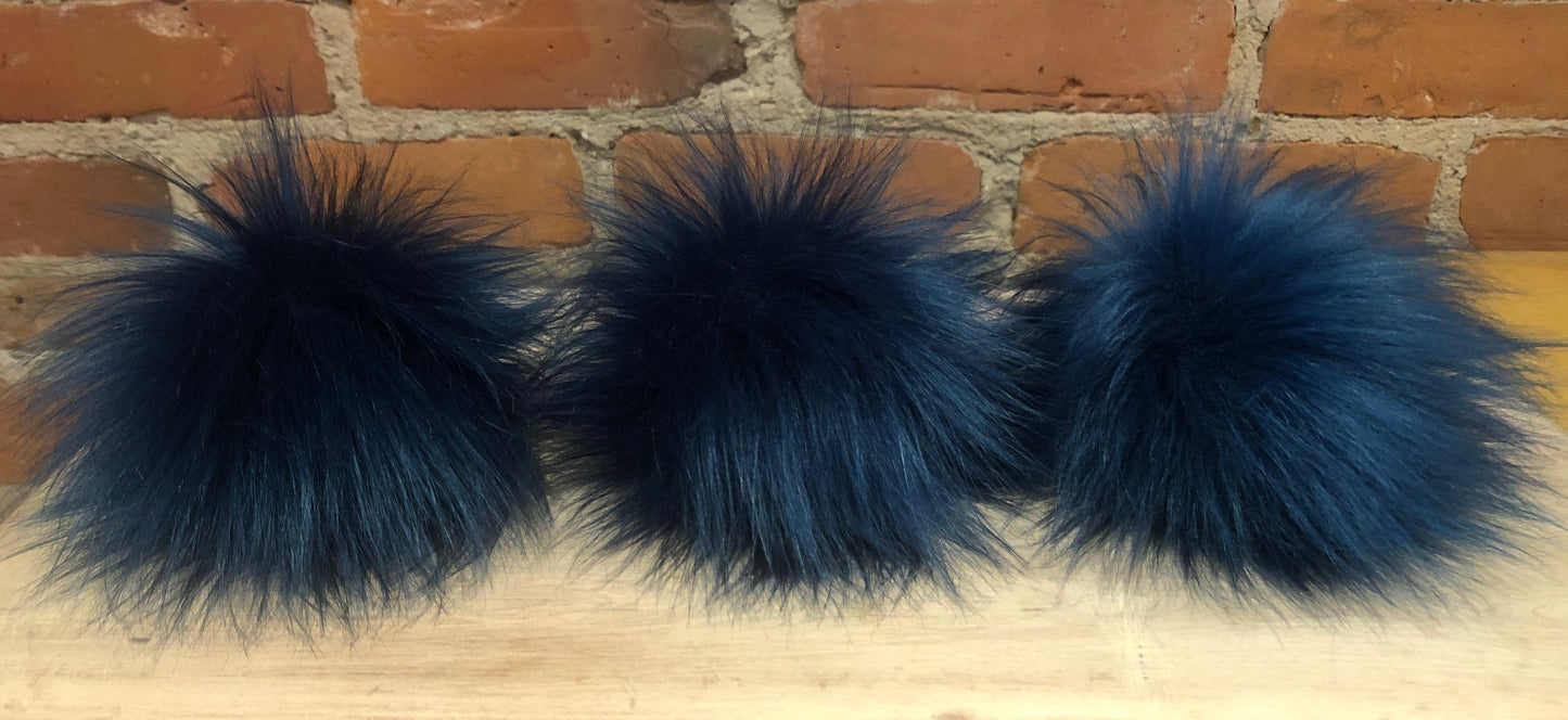 Teal Blue Faux Fur Pom, 5 Inch