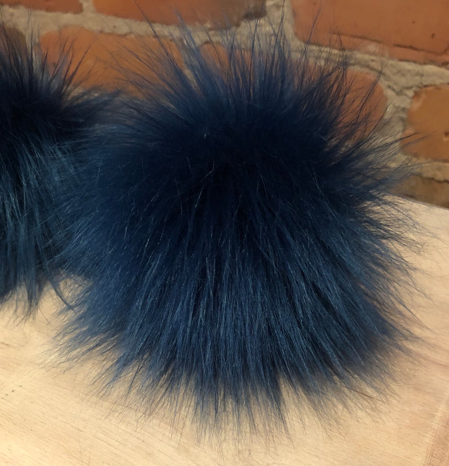 Teal Blue Faux Fur Pom, 5 Inch