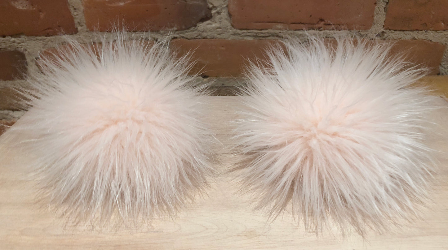 Pale Powder Peach Pink Faux  Pom, 5 Inch