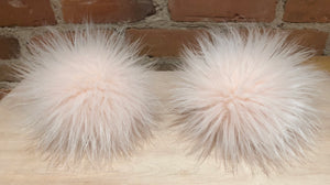 Pale Powder Peach Pink Faux Fur Pom Pom, 5-Inch