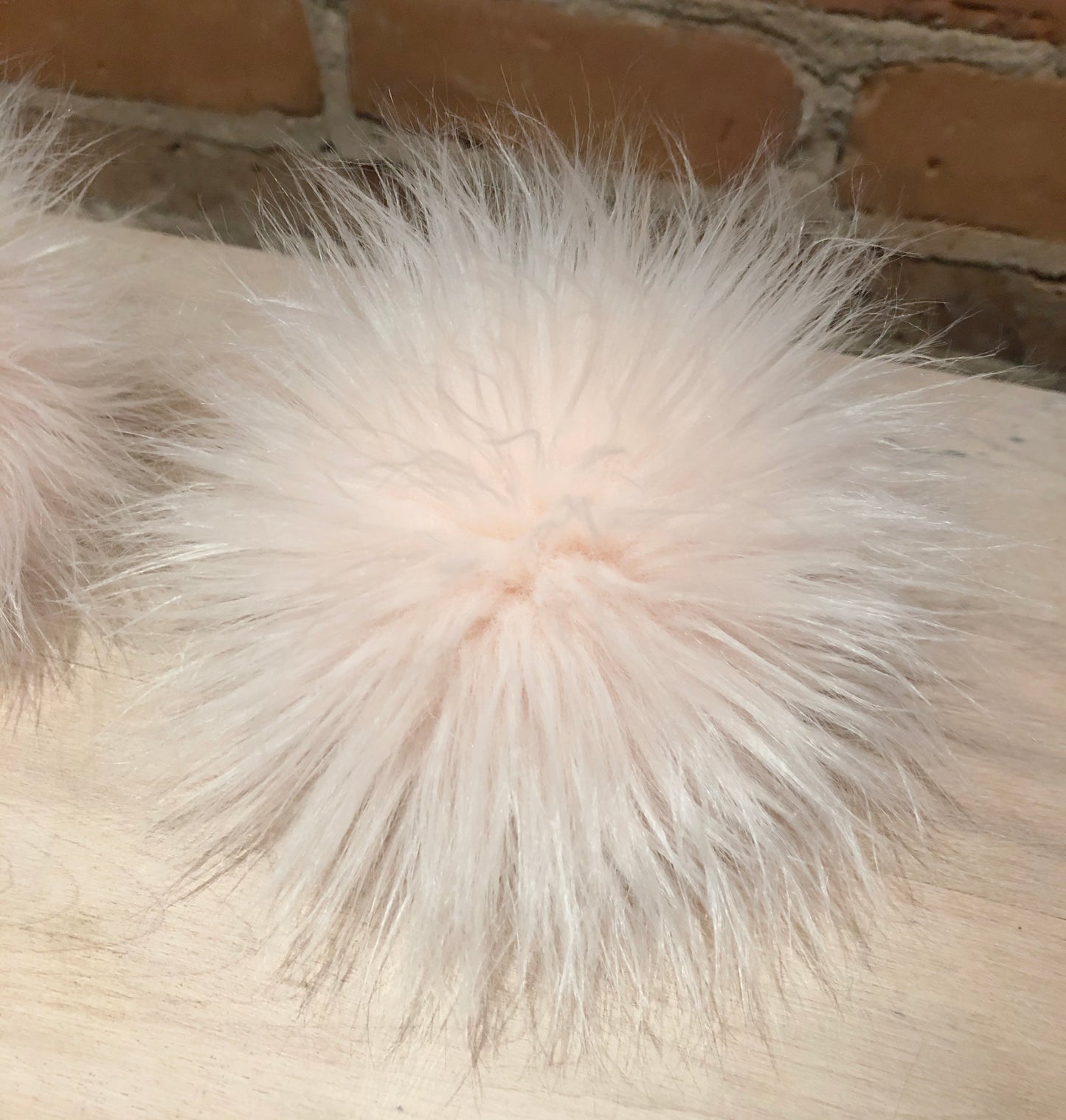 Pale Powder Peach Pink Faux  Pom, 5 Inch