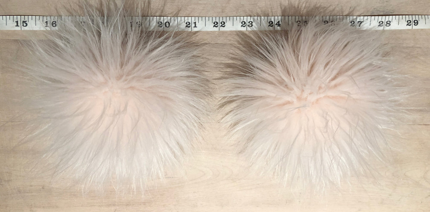 Pale Powder Peach Pink Faux  Pom, 5 Inch