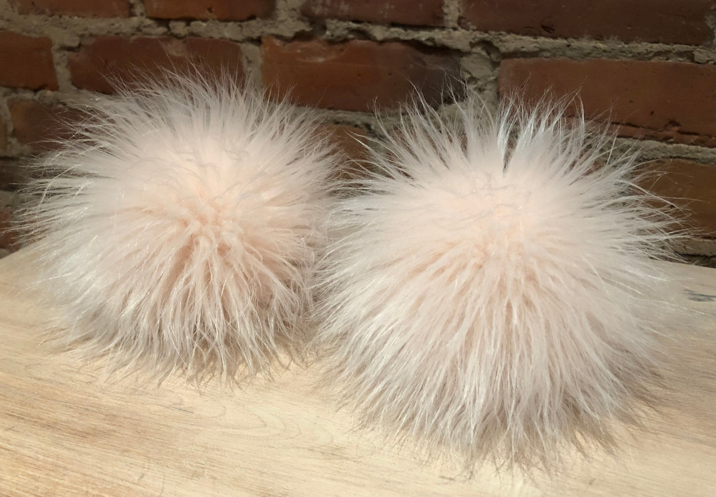 Pale Powder Peach Pink Faux  Pom, 5 Inch