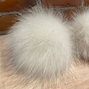Fluffy Blue Fox Recycled Fur Pom Pom for Your Knit Hat