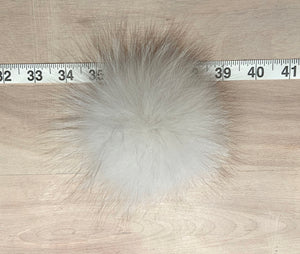 Small Fluffy Blue Fox Fur Pom Pom, 3.5-Inch