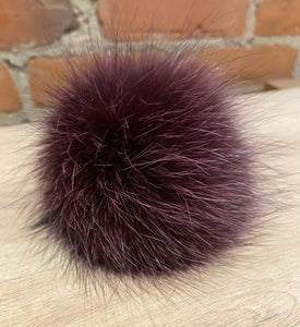 Small Purple Fox Fur Pom Pom, 3.5 Inch