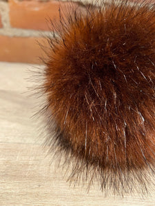 Golden Red Raccoon Faux Fur Pom Pom, 4-Inch