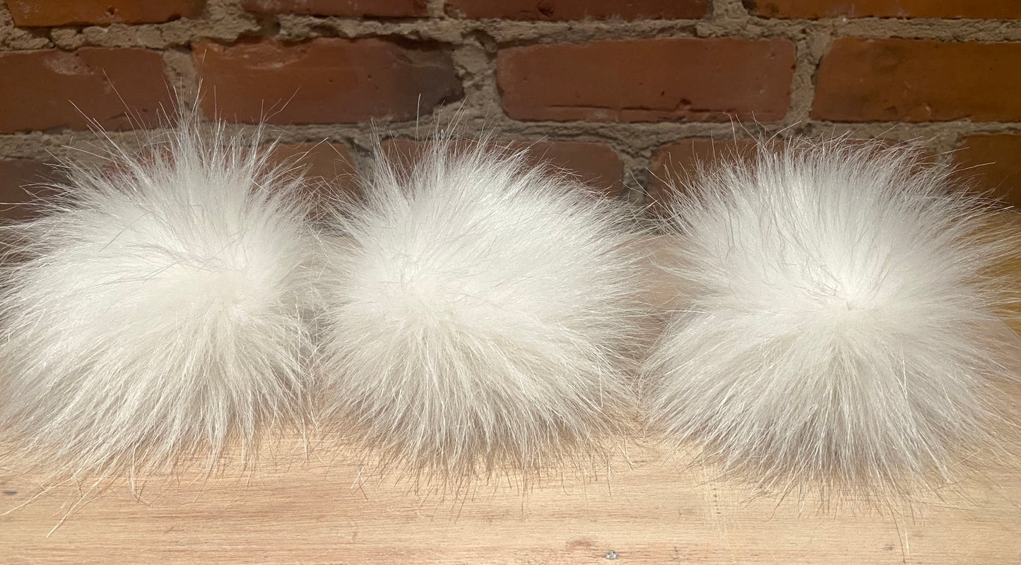 Brilliant White Faux Fur Pom, 5 Inch