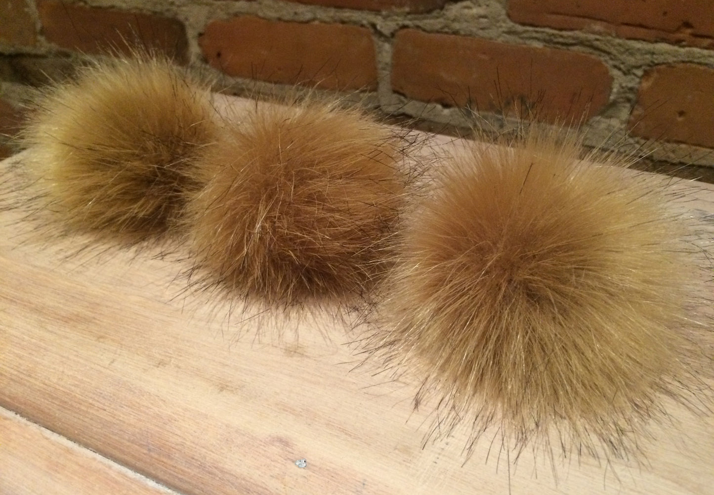 Golden Coyote Faux Fur Pom, 3.5 Inch