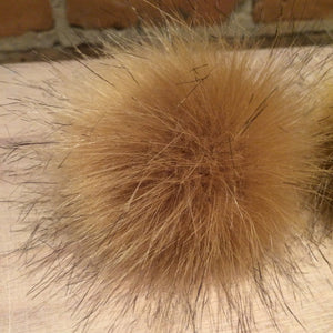 Golden Coyote Faux Fur Pom Pom, 3.5-Inch