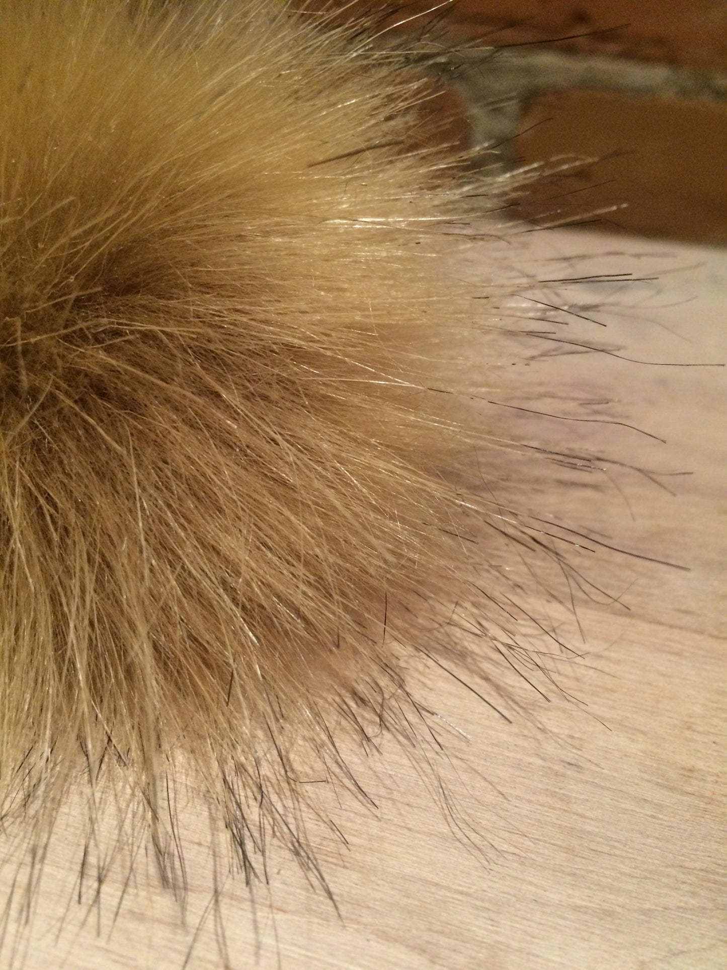 Golden Coyote Faux Fur Pom, 3.5 Inch