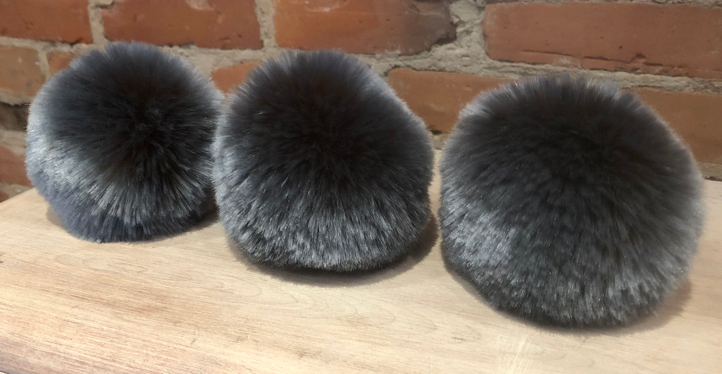 Grey Chinchilla Faux Fur Pom, 4 Inch