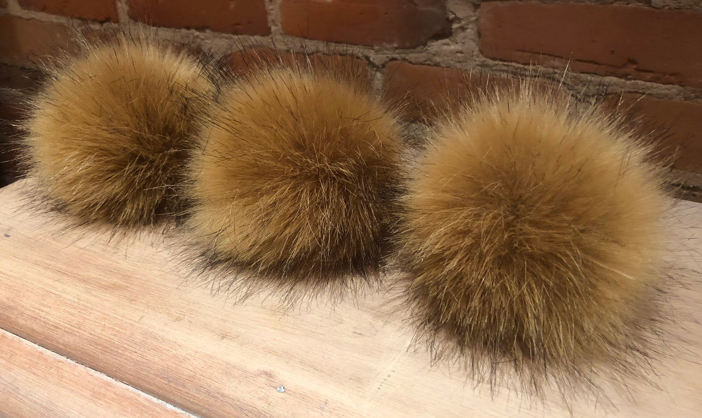 Golden Coyote Faux Fur Pom, 5 Inch