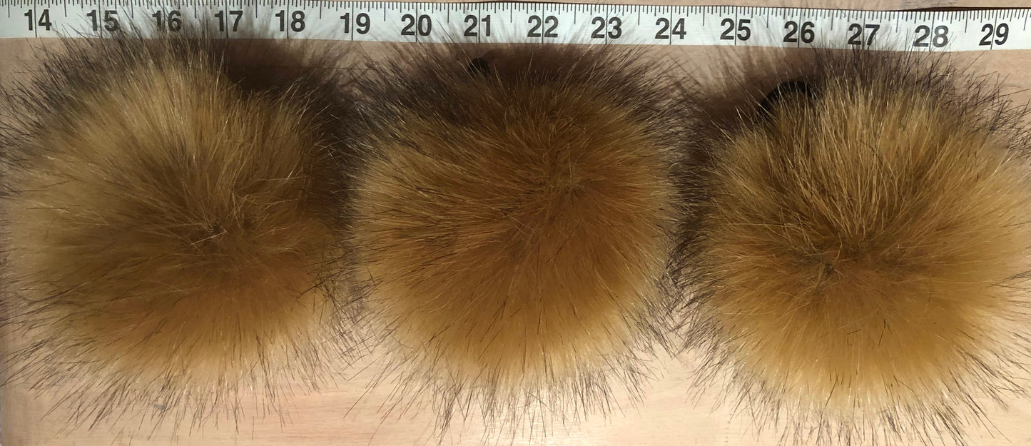 Golden Coyote Faux Fur Pom, 5 Inch