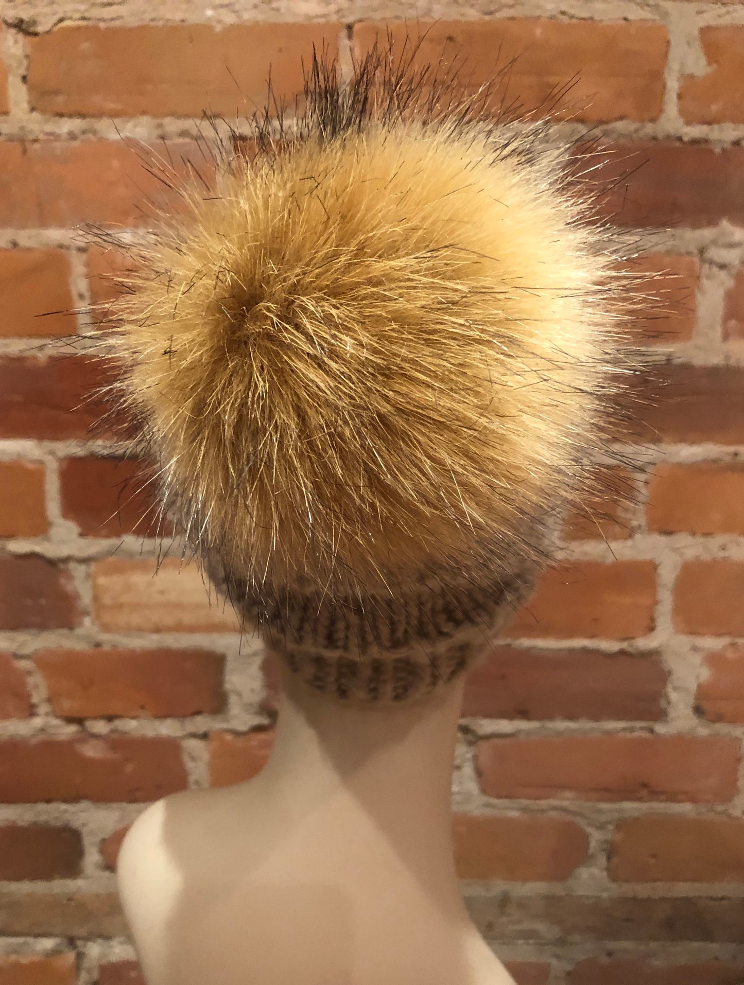 Golden Coyote Faux Fur Pom, 5 Inch