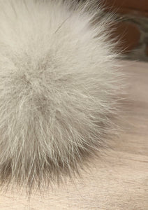 Ultra Light Beige Fox Fur Pom, 3.5-Inch