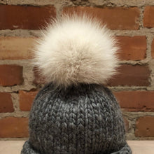 Load image into Gallery viewer, Ultra Light Beige Recycled Fox Fur Hat Pom Pom

