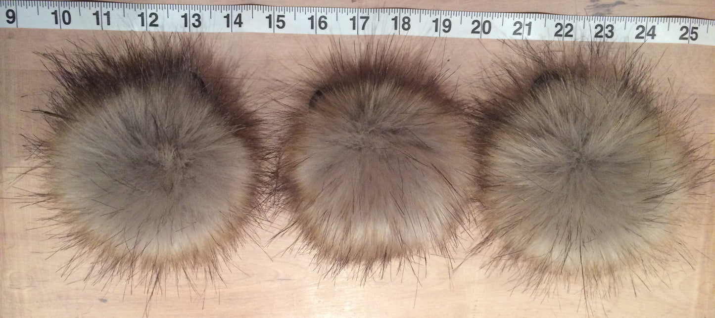 Grey Faux Fur Pom, 5 Inch