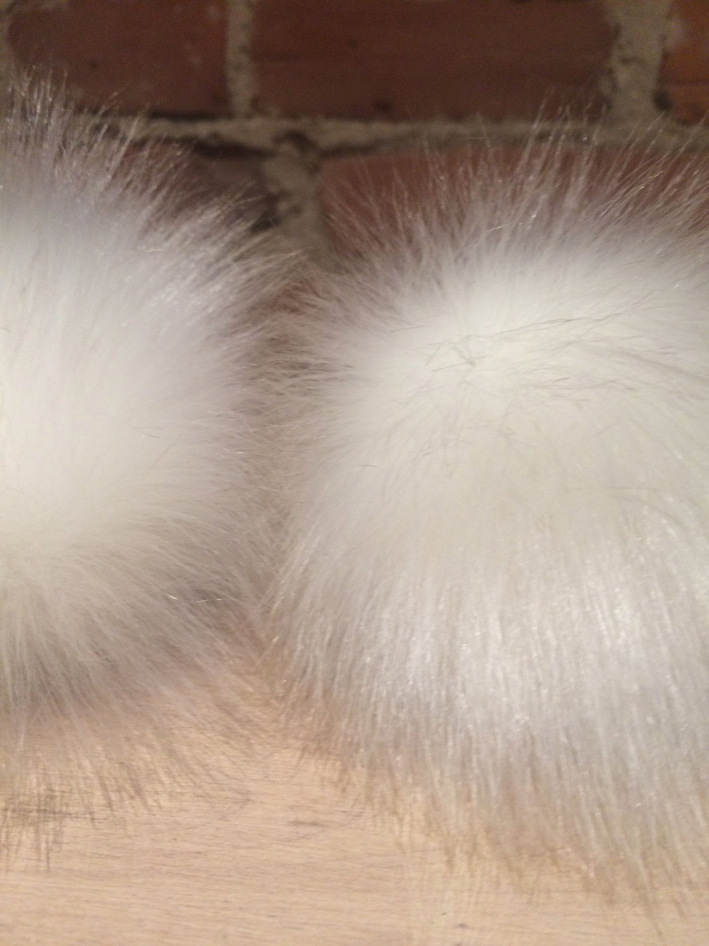 Ice White Faux Fox Fur Pom, 3.5 Inch