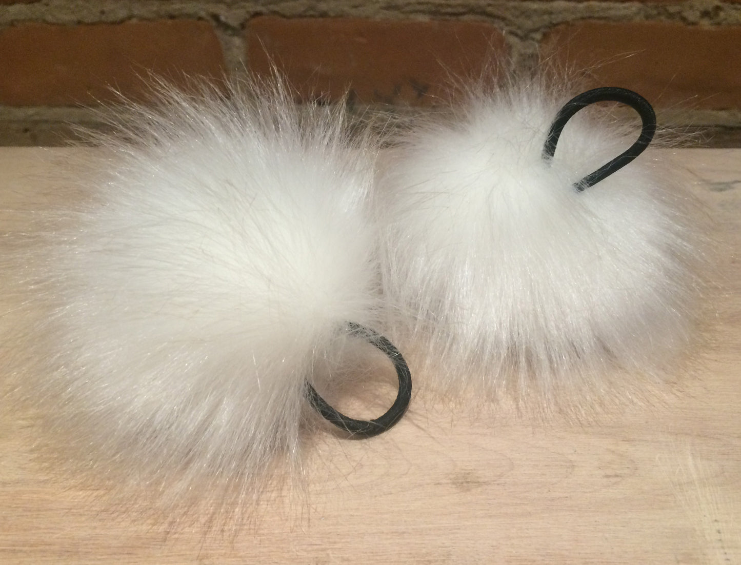 Ice White Faux Fox Fur Pom, 3.5 Inch