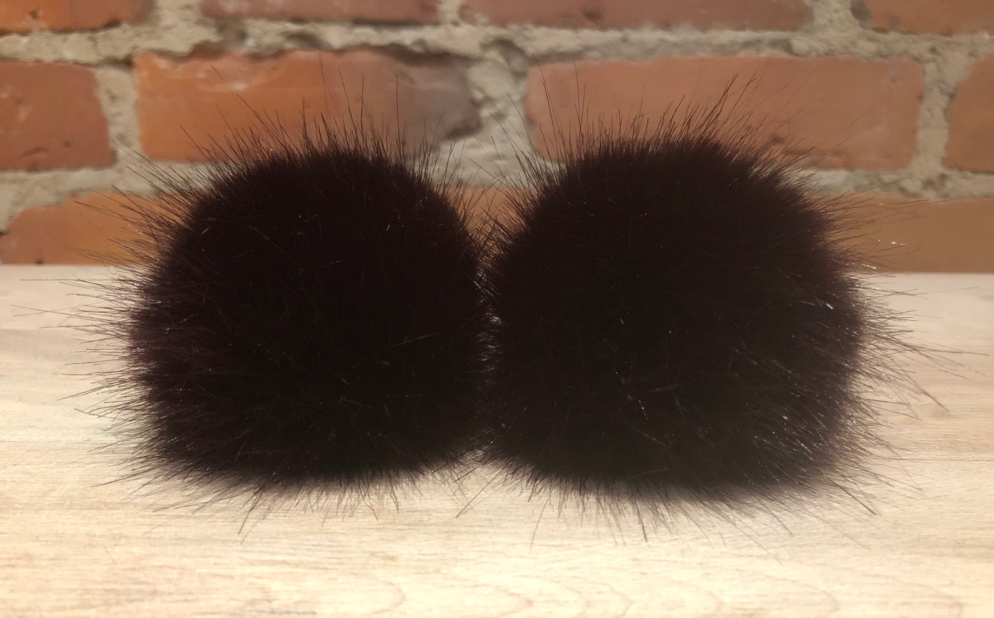 Burgundy Black Mink Faux Fur Pom, 2.5 Inch