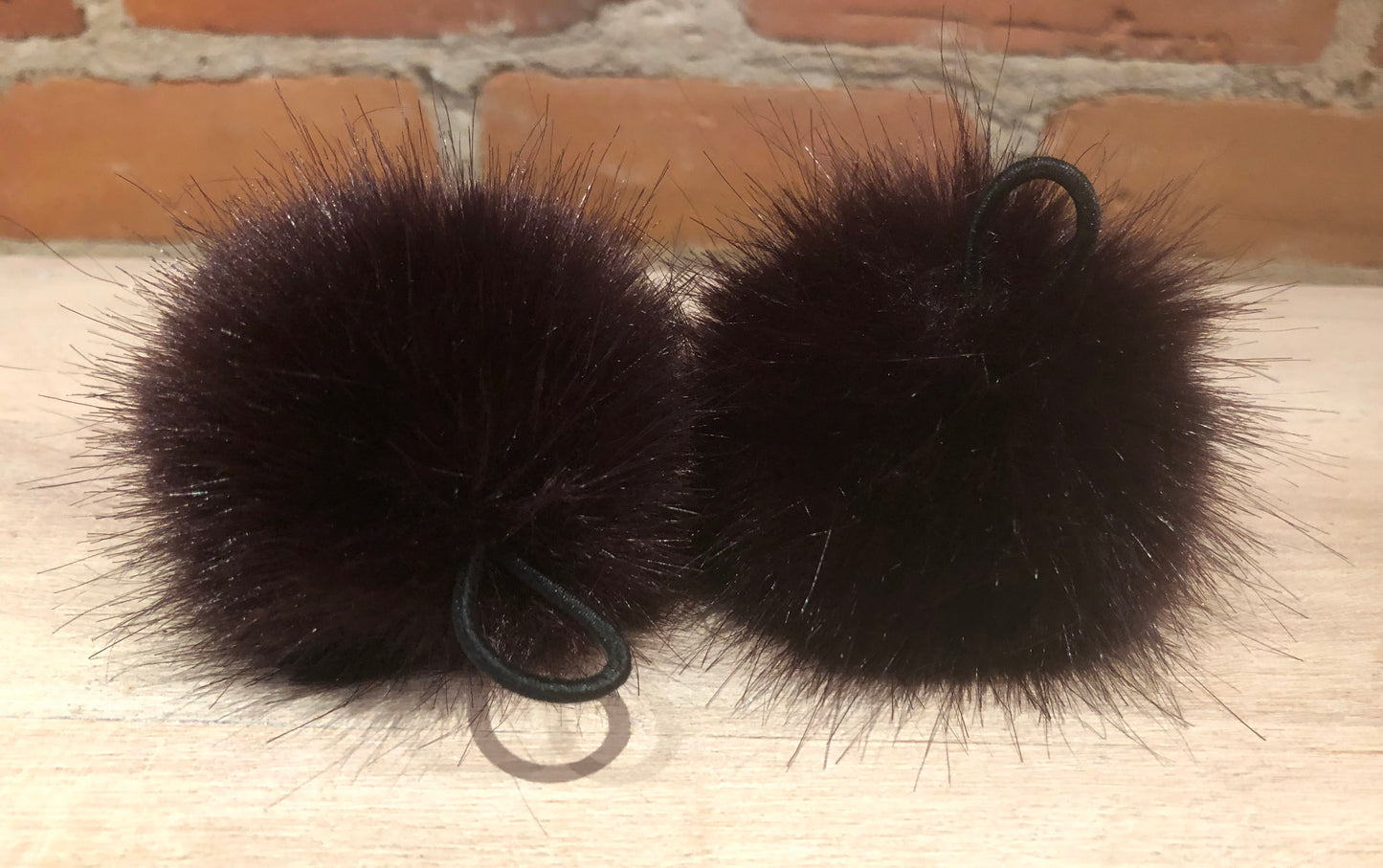 Burgundy Black Mink Faux Fur Pom, 2.5 Inch