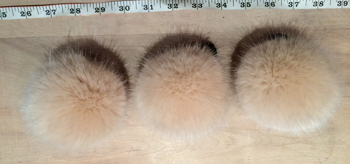 Peach Mink Faux Fur Pom, 3.5 Inch