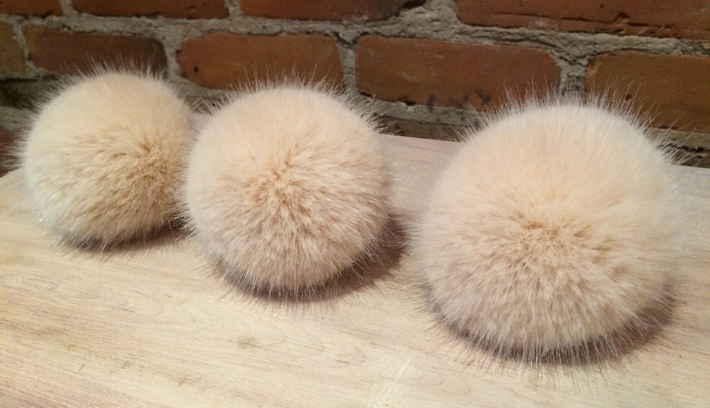 Peach Mink Faux Fur Pom, 3.5 Inch