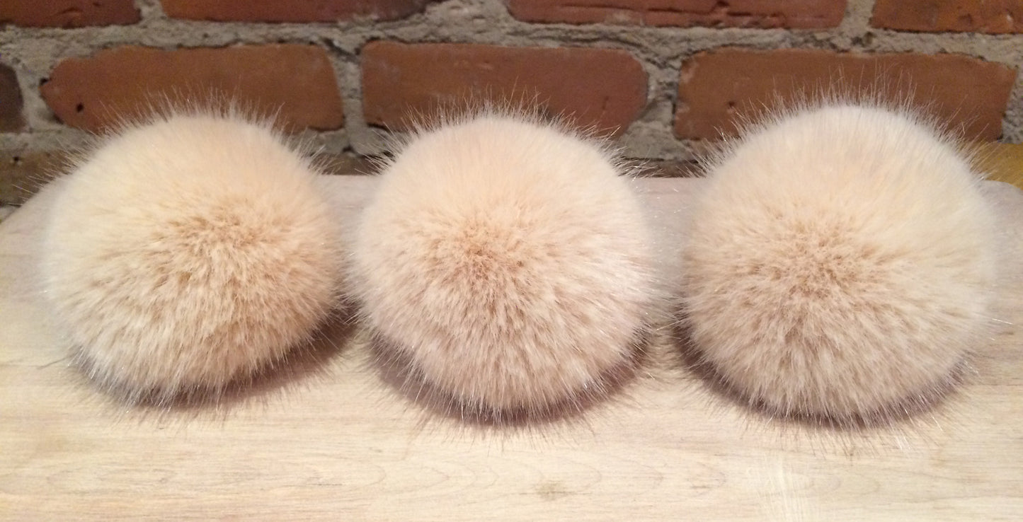 Peach Mink Faux Fur Pom, 3.5 Inch