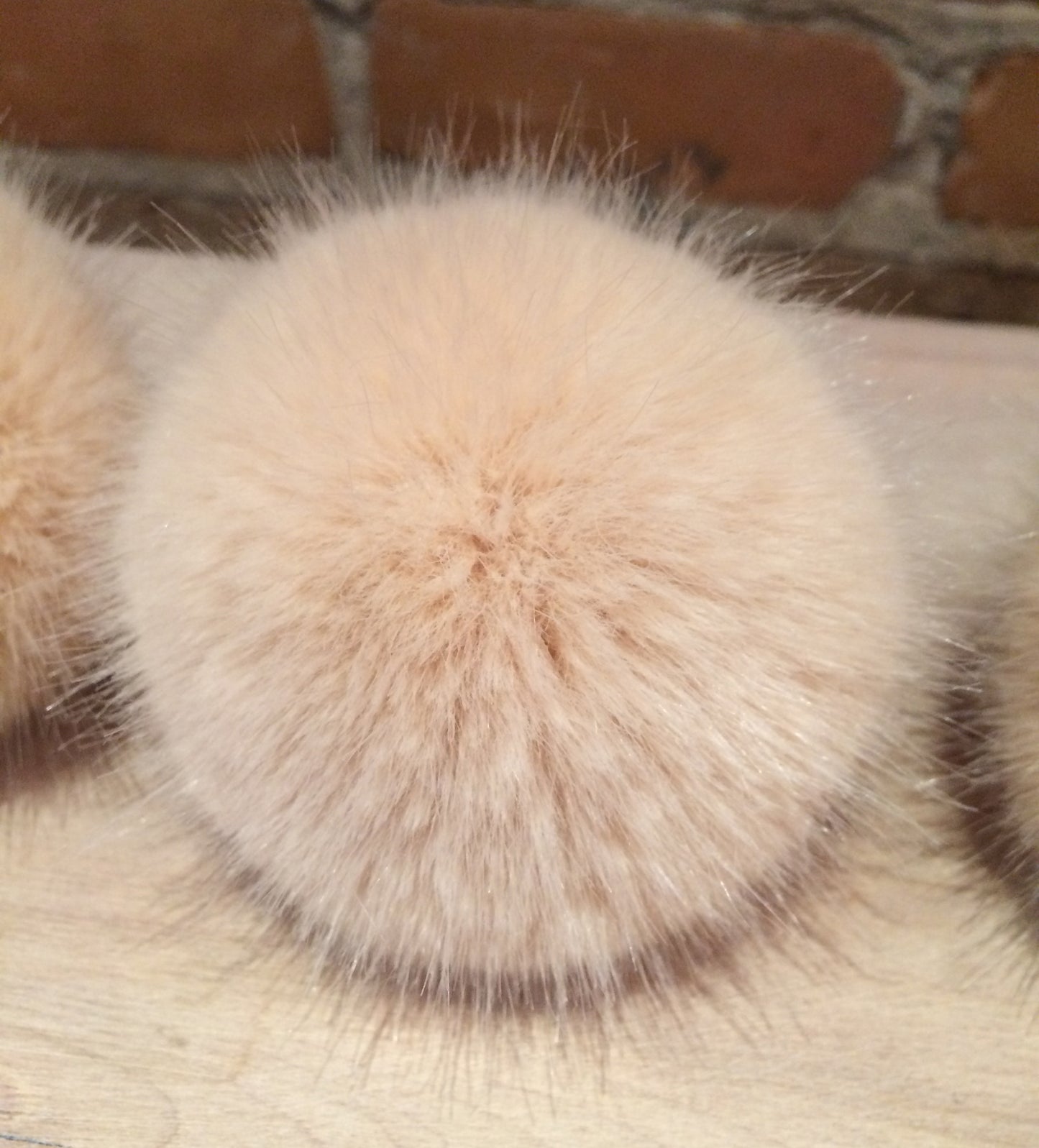 Peach Mink Faux Fur Pom, 3.5 Inch