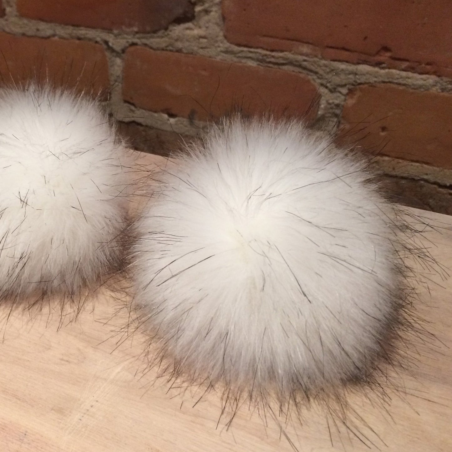 Blue Fox White Faux Fur Pom, 5 Inch