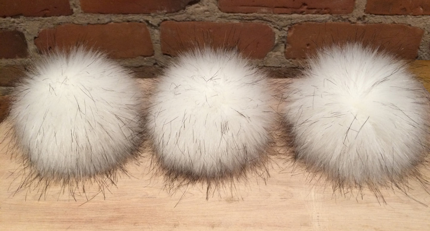 Blue Fox White Faux Fur Pom, 5 Inch