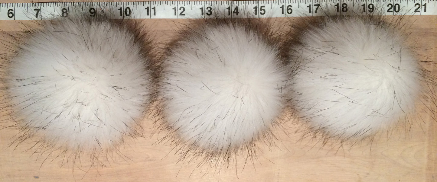 Blue Fox White Faux Fur Pom, 5 Inch