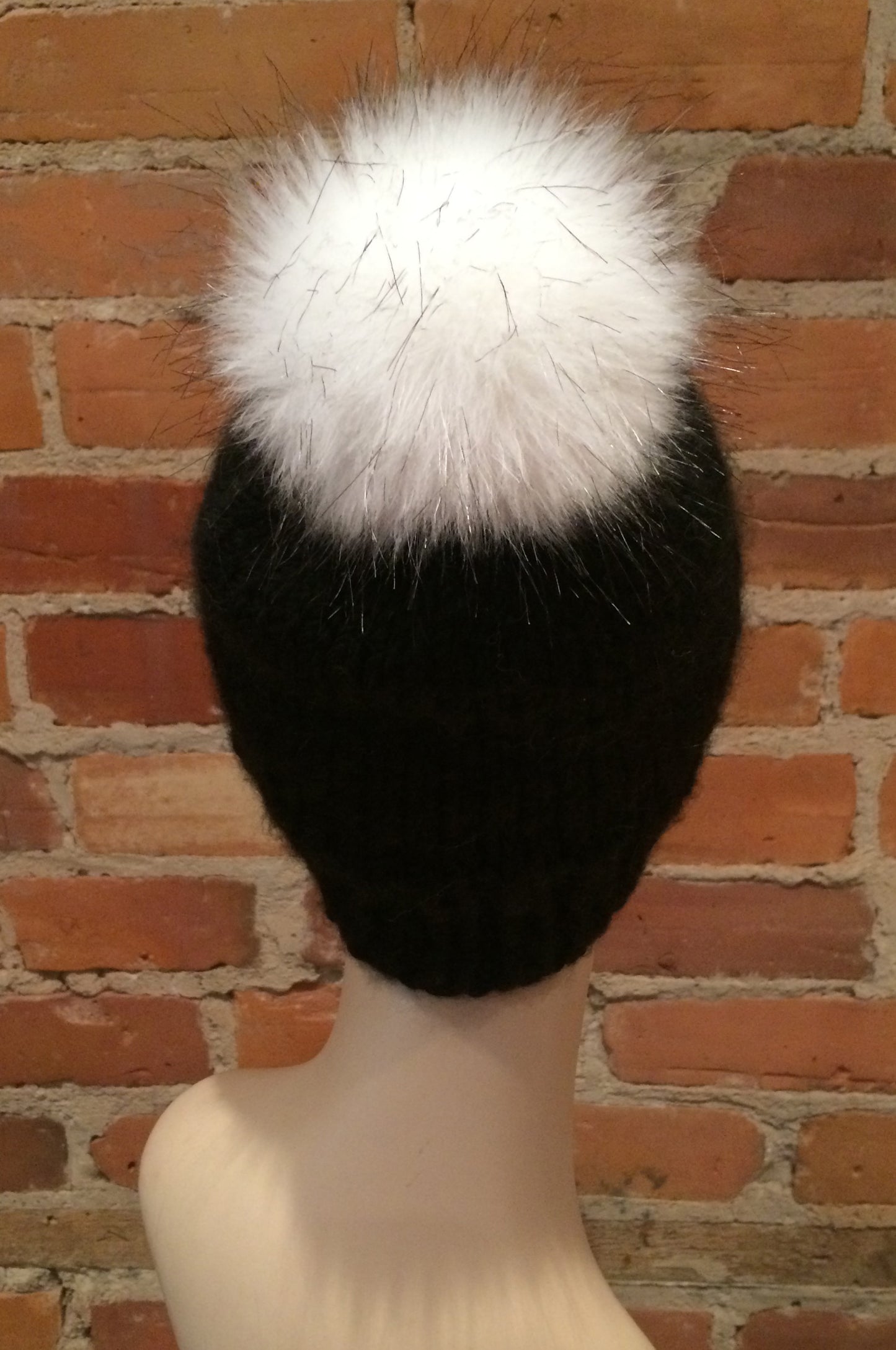 Blue Fox White Faux Fur Pom, 5 Inch