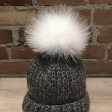 Load image into Gallery viewer, Sugar White Faux Fur Knit Hat Pom Pom, 3.5-Inch
