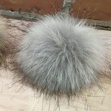 Load image into Gallery viewer, Grey Wolf Faux Fur Pom Pom, 3.5-Inch
