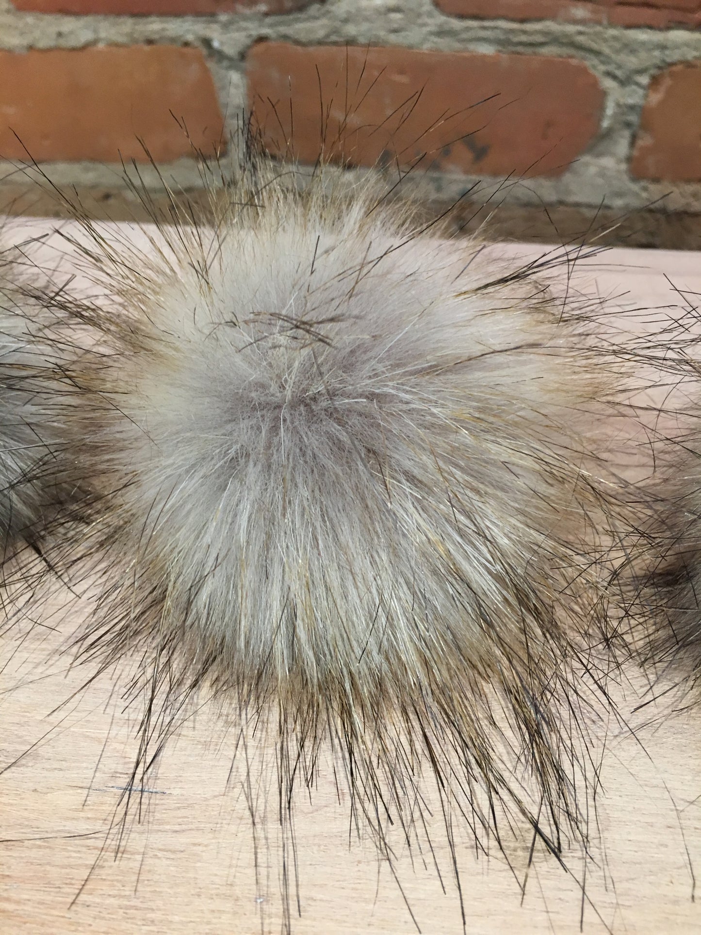 Grey Faux Fur Pom, 3.5 Inch