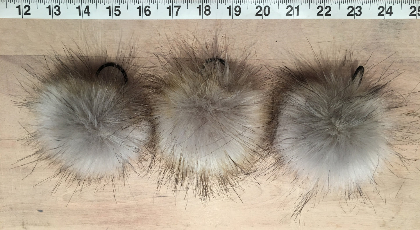 Grey Faux Fur Pom, 3.5 Inch