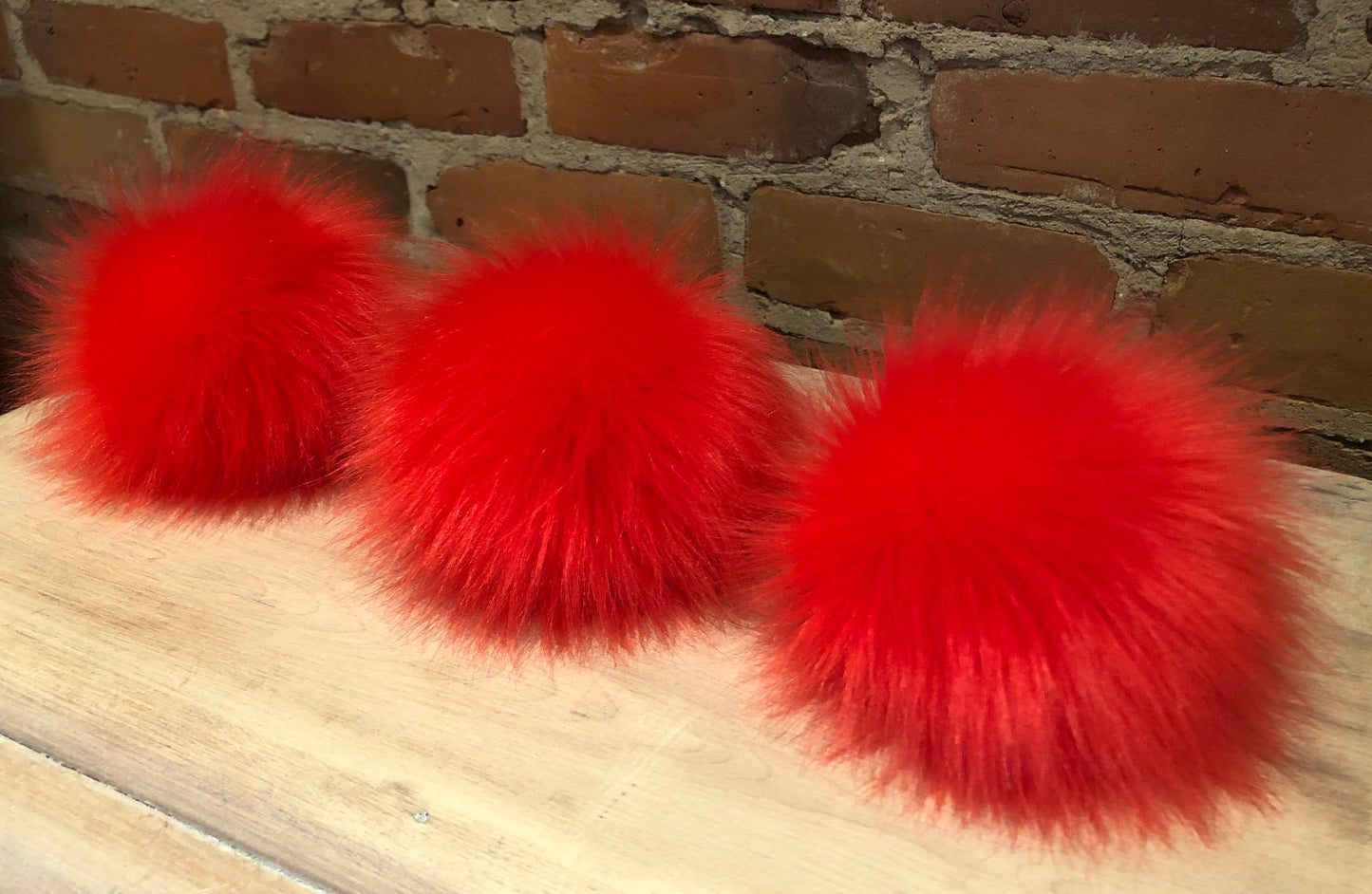 Coral Red Lipstick Faux Fur Pom, 4 Inch